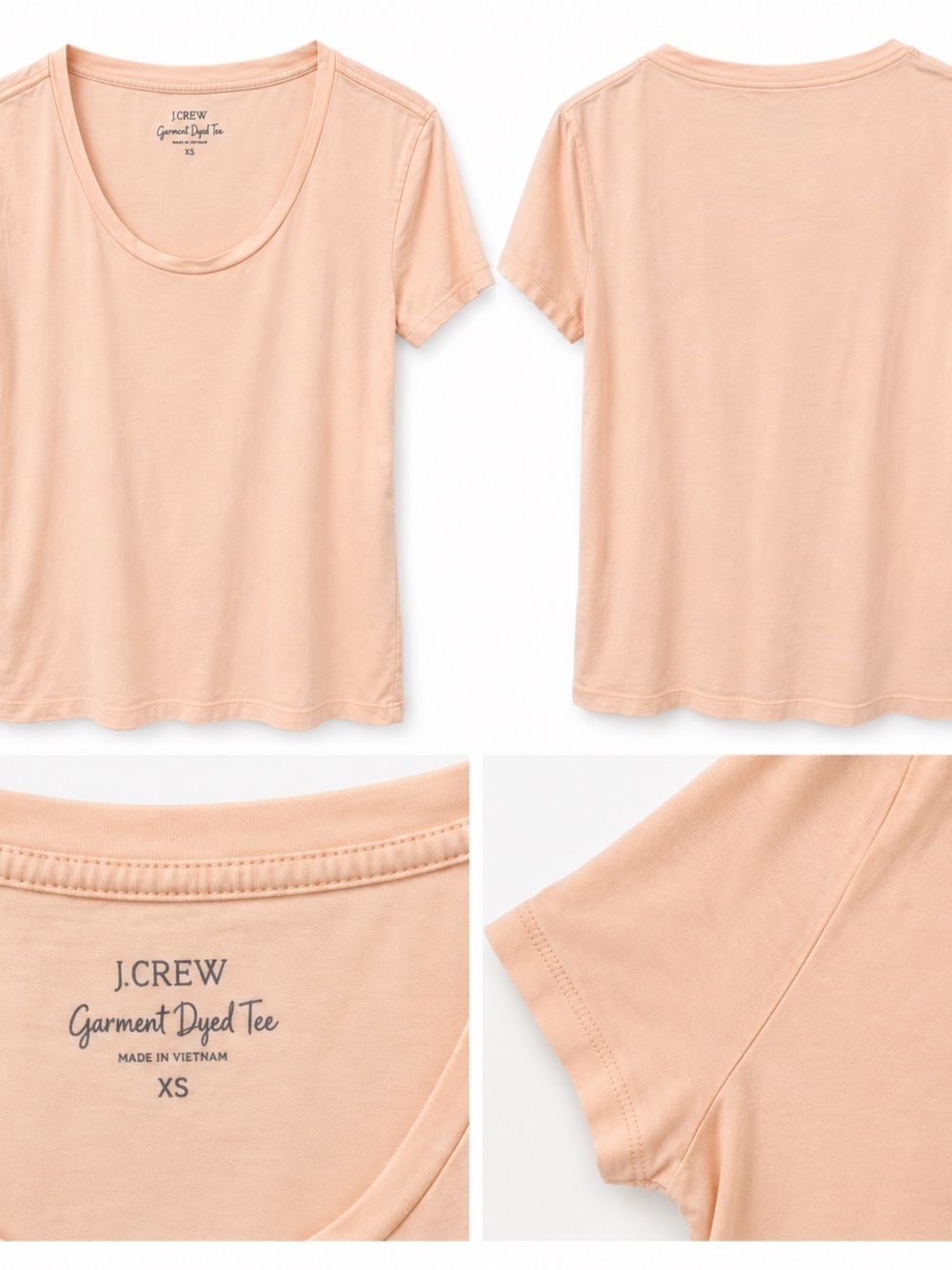 J.Crew Garment Dyed Scoop Neck Tee Blush Peach Pink XS